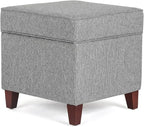 Adeco 17 Inch Square Linen Storage Ottoman by Adeco