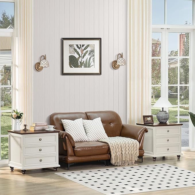 Joaxswe 24" Wide Farmhouse Night Stand Set of 2, Large End Table - Image 6