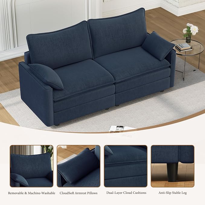 Vesgantti 74" Loveseat Sofa for Living Room, Comfy Cloud Couch Deep Seat - Image 5