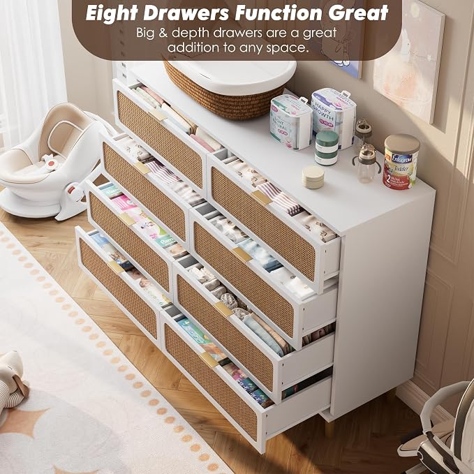 GarveeHome Rattan 8 Drawer Dressers - Image 4