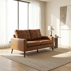 HNY Mid Century Modern 53" Loveseat Sofa, Comfy Upholstered Button Tufted Faux - Image 9