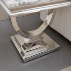 Henf Marble End Table Modern White Faux Marble Sofa Side Table - Image 6