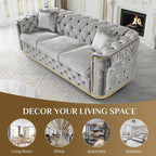 DAMAIFROM Velvet Couch Grey and Gold Sofa Luxury Loveseat 84.6" Mid Century - Image 5