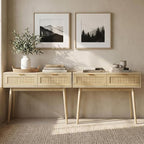 HOPUBUY Console Table Rattan Desk - Image 4