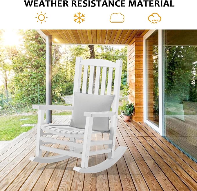 Hupmad Wooden Rocking Chair Outdoor Oversized Porch Rocker Chair, Patio Wooden - Image 4