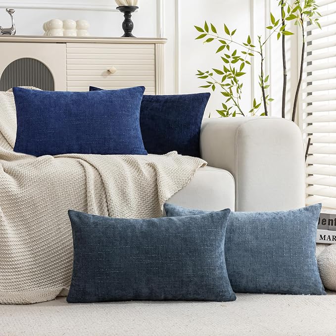 Set of 4 Soft Textured Decorative Throw Pillow Covers 12X20 Inch Cozy Farmhouse by Cozoomy