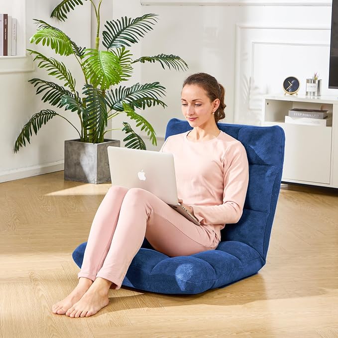 Folding Floor Gaming Chair 14-Poistion Cushioned Adjustable Floor Lazy Sofa - Image 2