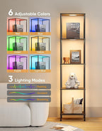 Display Shelf with RGBW Light, Color Changing Curio Cabinet Floor Lamp with - Image 5