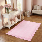 GarveeHome 3x5 Scalloped Washable Area Rug Non Slip Bedroom Entryway Rug | Soft - Image 2