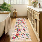 Floral Washable 2x10 Area Rugs Runner Entryway Hallway Pink | Flower Carpet - Image 8