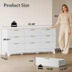 BORNOON Fluted 9 Drawer Dresser, 57.1" Wide Modern Boho Chest of Drawers - Image 2