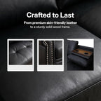97.5" Leather L Shaped Couch Set Black, Modular Sectional Couches - Image 8