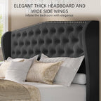 BRELTAM Upholstered Queen Size Bed Frame Velvet Tufted Platform Bed Frame - Image 3