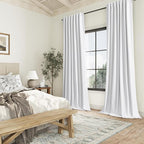 White 100% Blackout Linen Curtains 144 Inch Length 2 Panels Set - Image 8