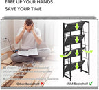 4NM No Assembly Folding Bookshelf Storage Shelves 4 Tiers Vintage Bookcase - Image 7