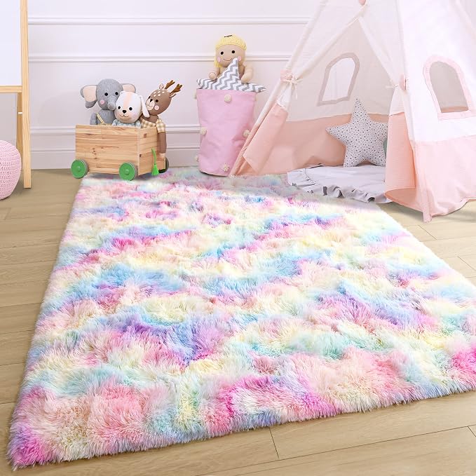 3x5 Rainbow Fluffy Soft Area Rug Non-Slip - Image 8