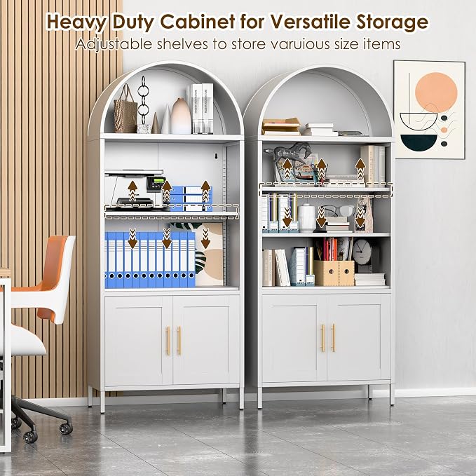 VEXPOR 73" Tall Metal Arched Bookcase - Image 5