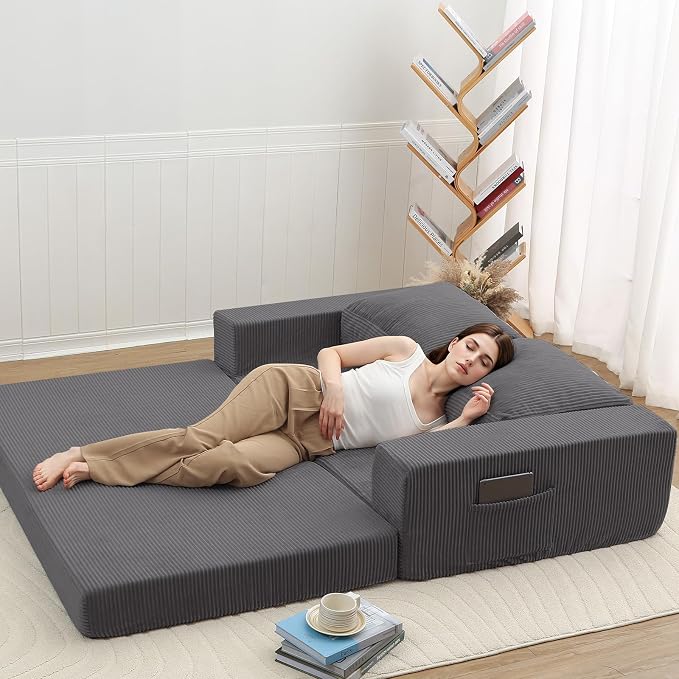 COMAX Convertible Sofa Bed Queen, Folding Fold Out Couch Bed, Floor Futon Couch - Image 4