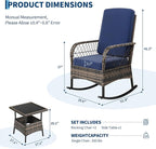 3 pcs Outdoor Rocking Bistro Set, Wicker Rocking Bistro Set - Image 2