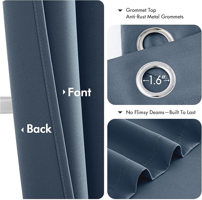 MIULEE Blackout Curtains for Bedroom 2 Panels 40 x 90 Inch Long Stone Blue | - Image 4