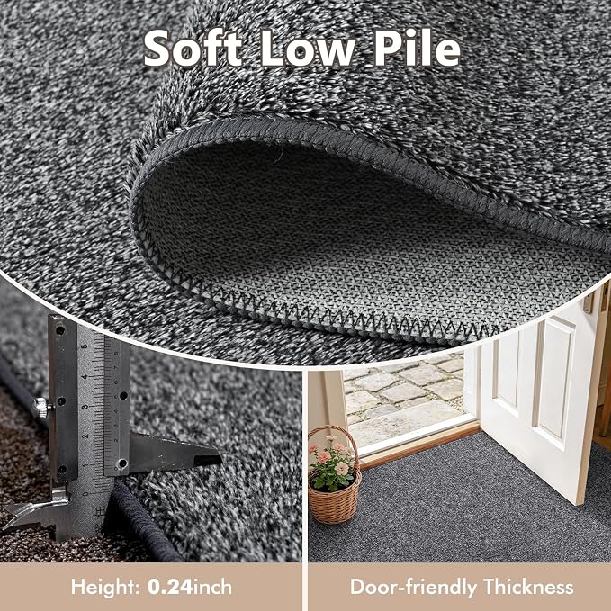 3x5 Black/White Area Rug Washable Non-Slip Soft Thin - Image 5