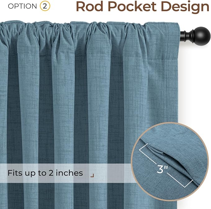 INOVADAY 100% Blackout Linen Curtains - Image 4