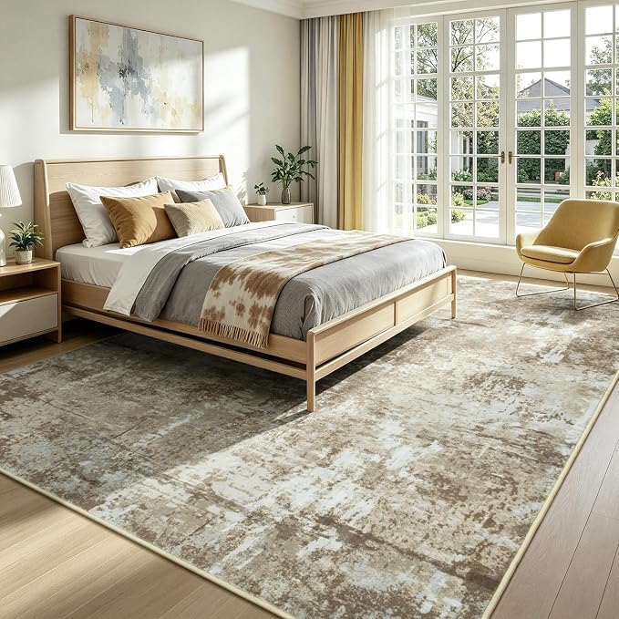 Rugflix 8x10 Area Rugs for Living Room, Washable Brown Large Rug | Machine - Image 2