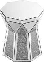 Drum End Table with Mirror Crystal, Modern Design Luxury Furniture, 20 inch - Image 8