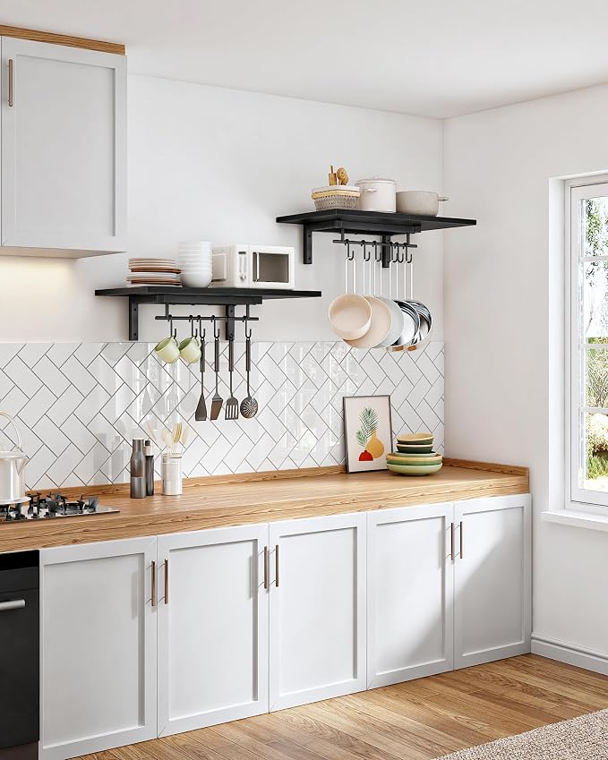 CHOEZON Wall-Mounted Pot Racks, Floating Shelves, Vintage Pot Hangers - Image 2