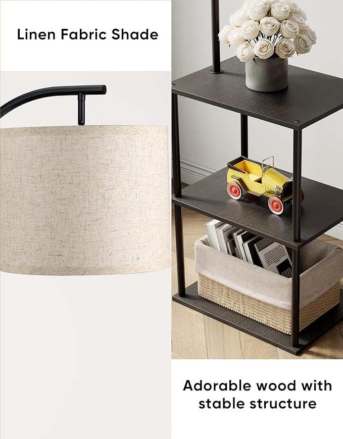 PARTPHONER Floor Lamp with Table, Night Stand with Lamp, Narrow Side Table with - Image 2