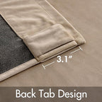 MIULEE Velvet Curtains 52x90 inches 2 Panels Camel Beige Blackout Curtains | - Image 3