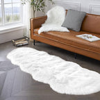 Latepis White Runner 2x6 Faux Sheepskin Fluffy Rug Furry Plush Rugs Faux Fur - Image 2