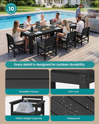 SERWALL HDPE Dining Set for 8: 2 Umbrella Hole Tables + 8 Chairs. Includes 8 - Image 4