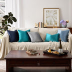 GIGIZAZA Teal Velvet Pillow Covers 22x22 Decorative Pillows Pack of 2 | Blue - Image 8