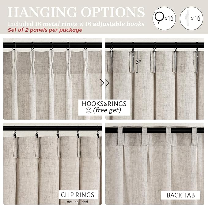 Greyish Brown Thick Linen 104 Inch High Ceiling Curtains - Image 7