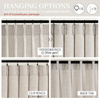 Pleated Greyish Brown Light Filtering 102 Inch Long Curtains 2 Panels Set - Image 4