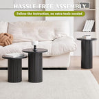 Round Side Tables Set of 3, Circle Modern Fluted Nesting Coffee Table, Accent - Image 6