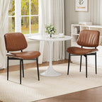 REONEY Dining Chairs Set of 4, Mid-Century Modern Upholstered PU Leather Chairs - Image 7
