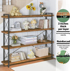 HCHQHS Large Bookshelf, 4-Tier Long Industrial Bookcase, Rustic Brown Book Shelf - Image 4