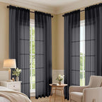 Black Sheer Curtains 108 Inches Long 2 Panels Set, 59 Inch Extra Wide - Image 7
