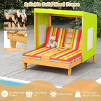 HONEY JOY Kids Chaise Lounge Chair Outdoor, Toddler Wood Double Pool Lounger - Image 7