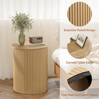 AVZEAR Small Round Side Table Fluted Night Stand Set of 2, Modern Boho End Table - Image 3