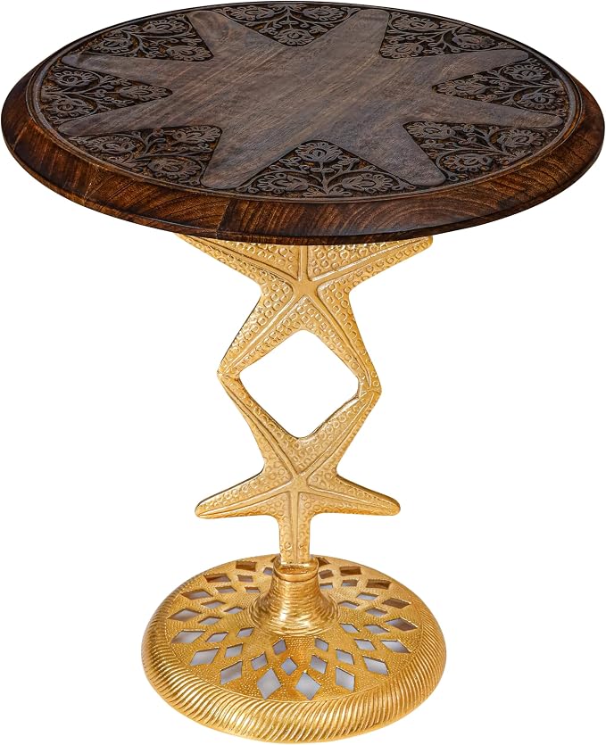 Side Tables-Hand Carved Vintage Boho Folding End Tables - Image 3