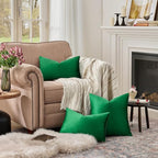 GIGIZAZA Green Pillow Covers 12x20 Decorative Pillows Pack of 2 | Lumbar Throw - Image 3