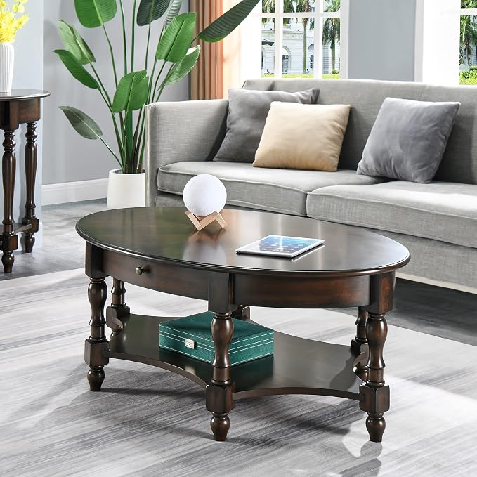 Solid Wood Oval Coffee Table - Image 6