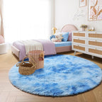 Amdrebio Tie-Dyed Light Blue Round Rug 4Ft - Image 7