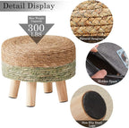 Cpintltr Ottoman Natural Seagrass Footrest Poufs Hand Weave Round Foot Stool - Image 5