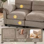 HAOMARKETS Corduroy Sofa Set, Upholstered 3-Seater Couch - Image 4