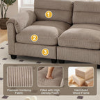 HAOMARKETS Corduroy Sofa Set, Upholstered Ottoman, and 3-Seater Couch - Image 4