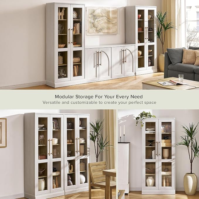 mopio Blake Tall Display Cabinet, Kitchen Buffet Pantry Cupboard, Trophy - Image 7